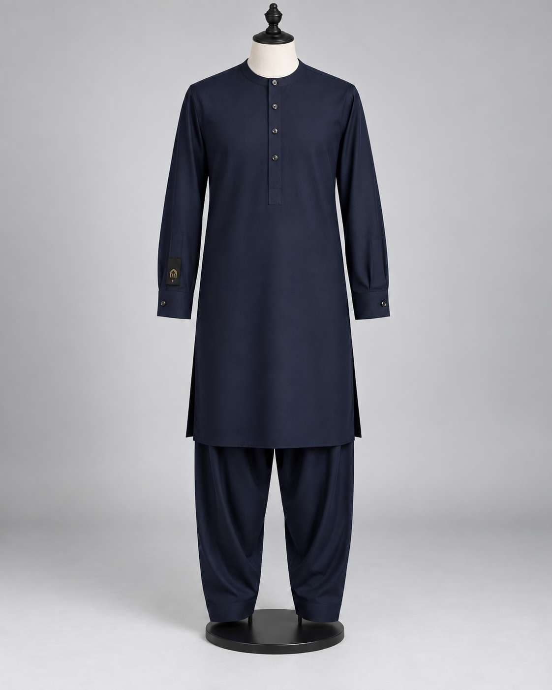 Mehrab Signature Textured Navy Blue Round Neck Shalwar Kameez