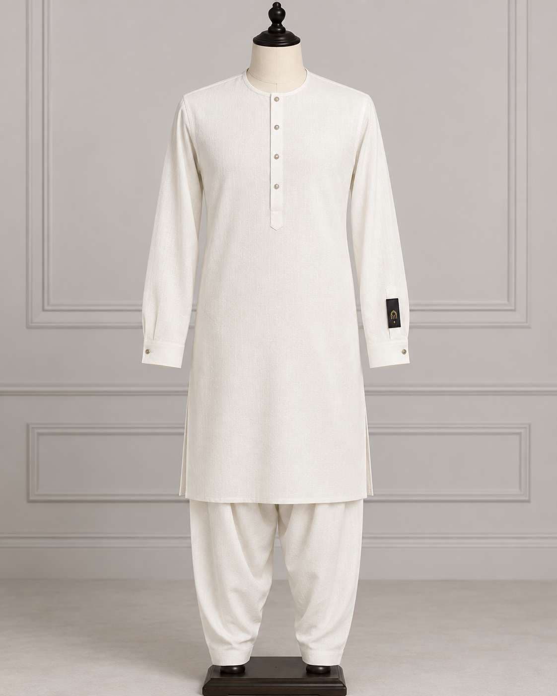Mehrab Signature Textured Off White Round Neck Shalwar Kameez