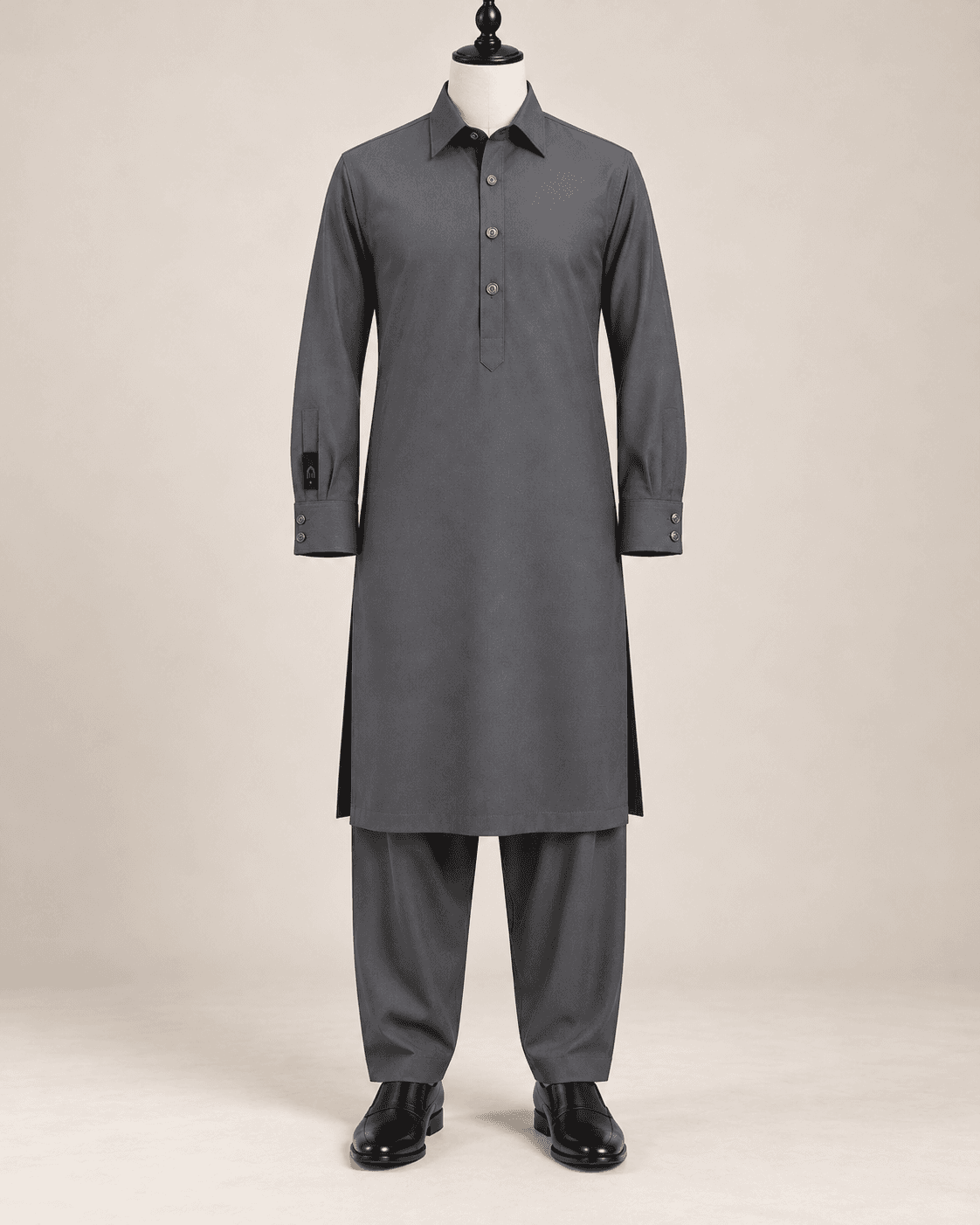 Mehrab Formal Smoky Grey Shirt Collar Shalwar Kameez